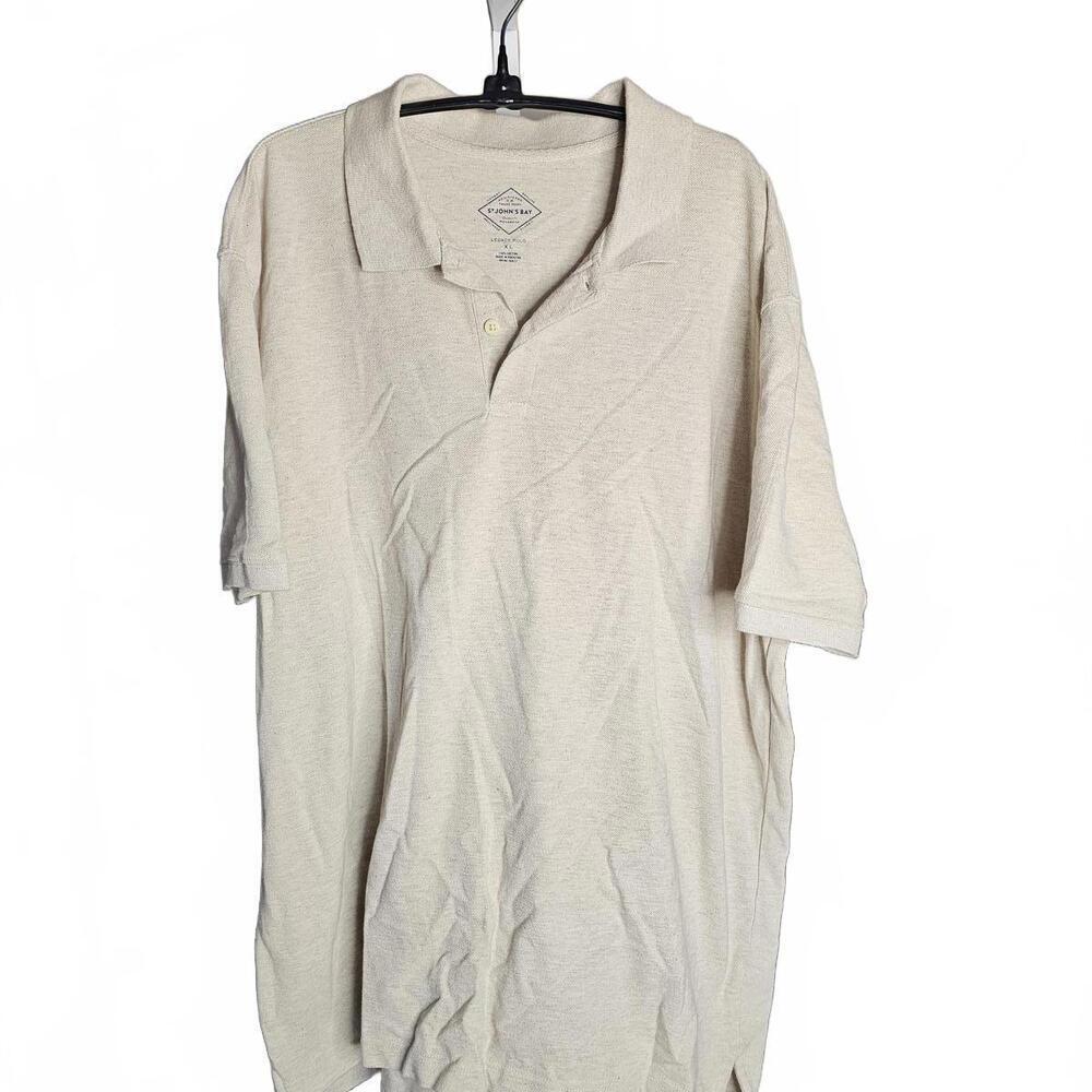 St. John's Bay Legacy Polo Shirt XL Beige Cotton - Picture 1 of 3